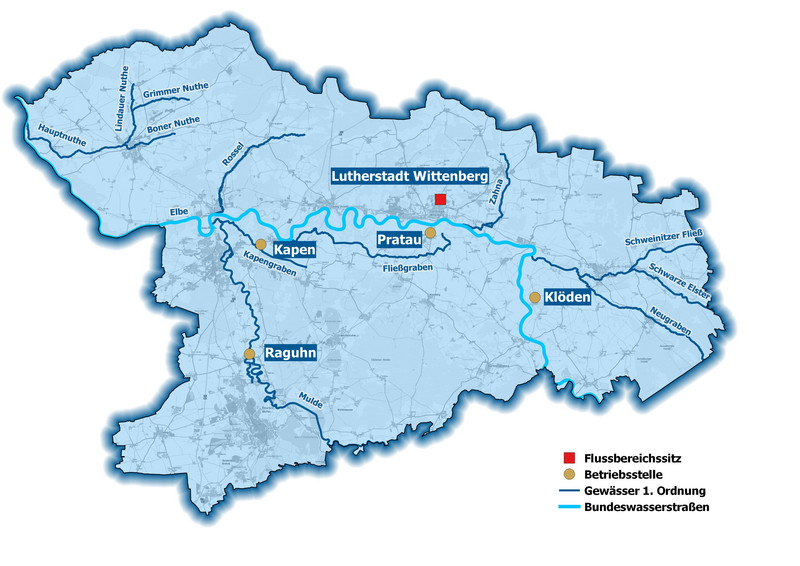 Die Karte des Flussbereichs Wittenberg