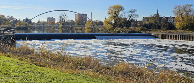 Blick auf das Muldewehr Dessau
