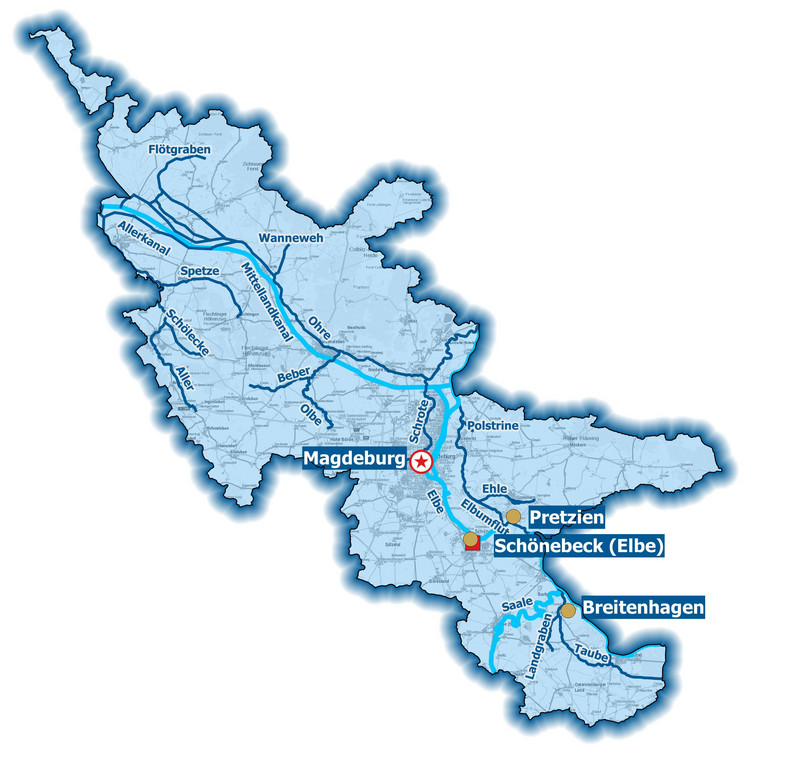 Karte des Flussbereichs Schönebeck