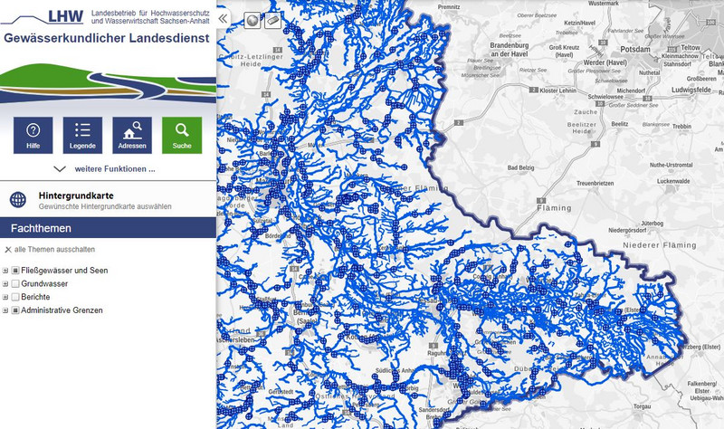 Screenshot des Datenportals des GLD Sachsen-Anhalt