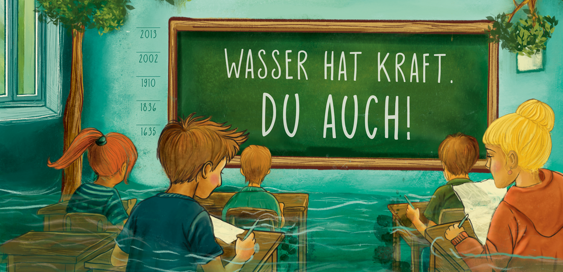 Banner für Schulwettbewerb "Wasser hat Kraft. Du auch!"